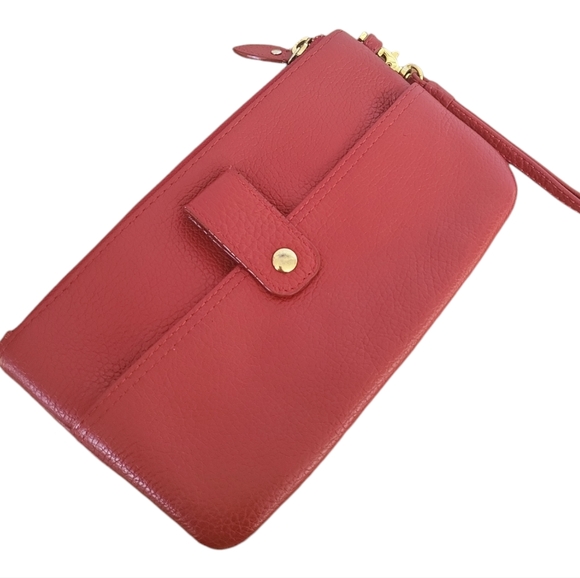 Lodis Red Pebbled Leather Wristlet Clutch / Wallet Purse - Picture 2 of 13